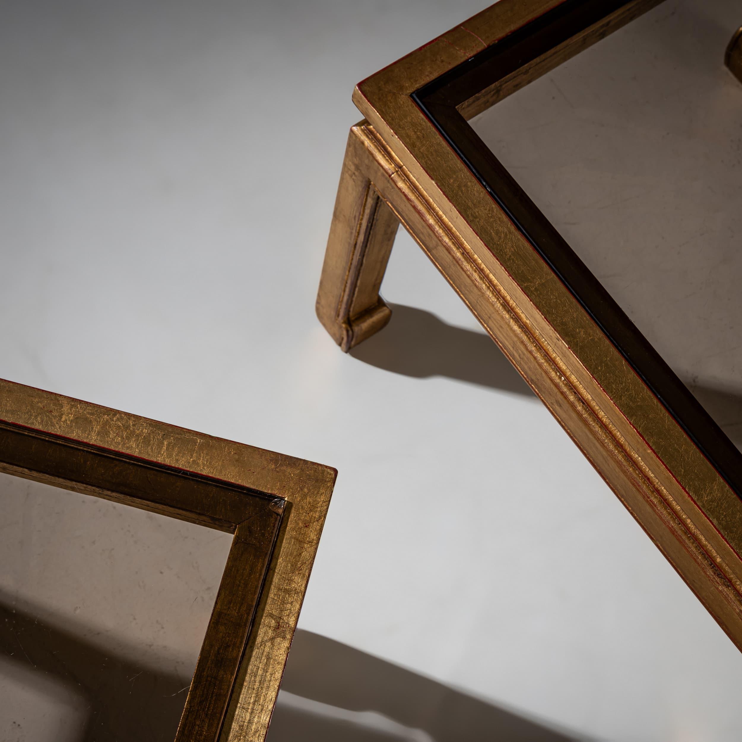 Moderne Paire de tables basses modernes avec plateau en verre, 1970 en vente
