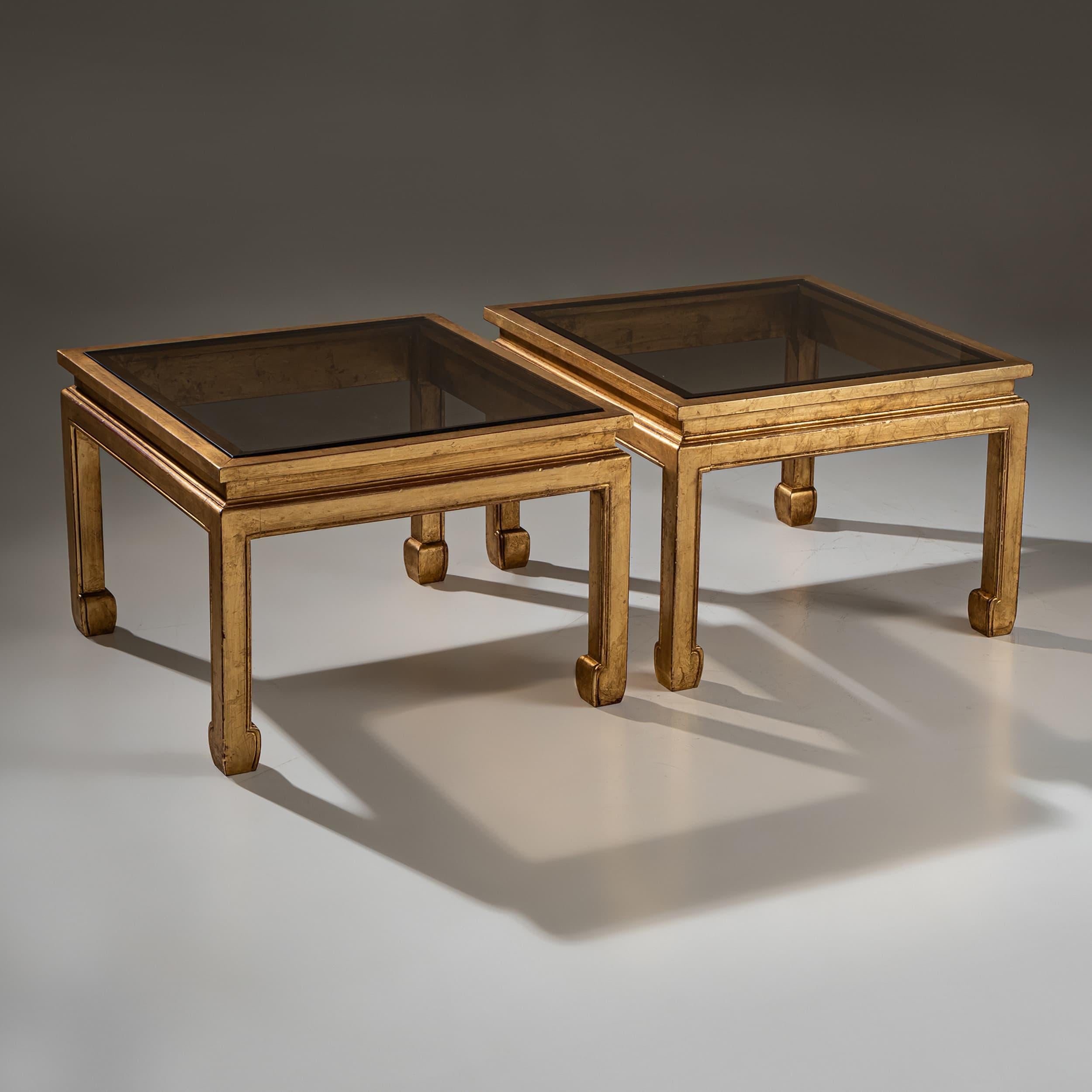 Paire de tables basses modernes avec plateau en verre, 1970 Bon état - En vente à Greding, DE
