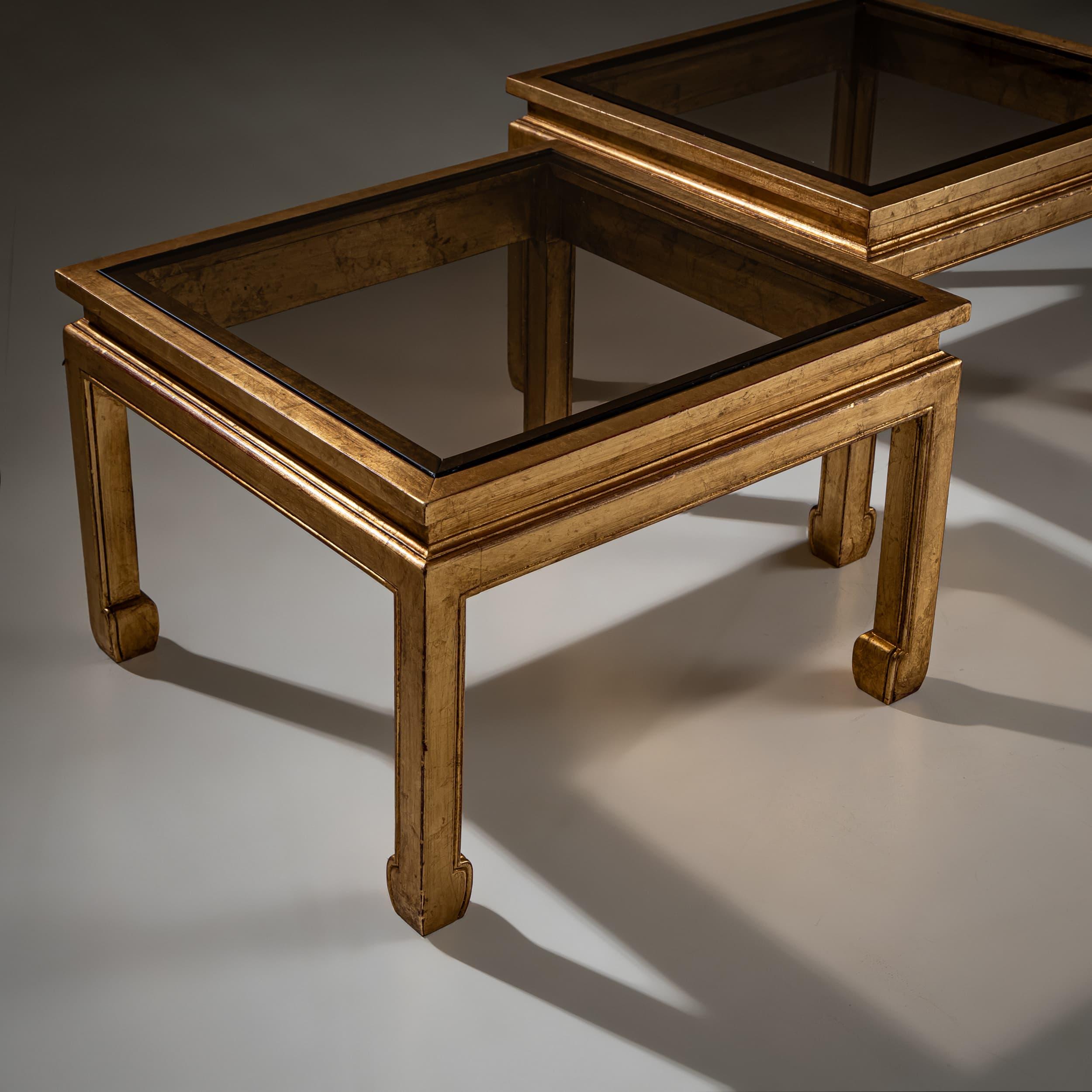 Fin du 20e siècle Paire de tables basses modernes avec plateau en verre, 1970 en vente