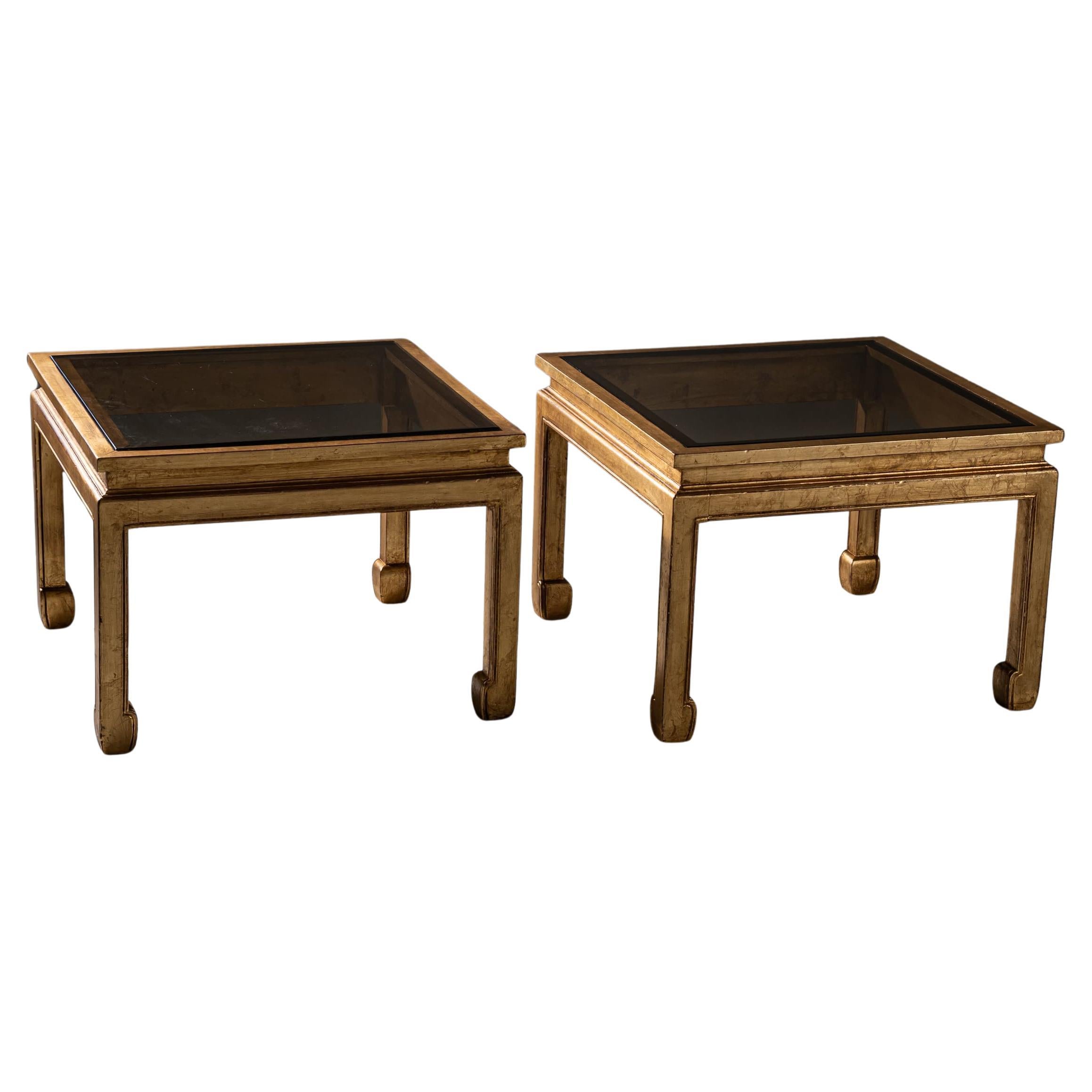 Pair of Modern Coffee Tables with Glass Tops, 1970s