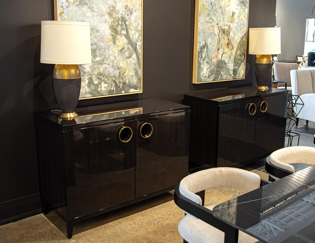 Pair of Modern Commode Chests in High Gloss Lacquer Finish In Excellent Condition For Sale In North York, ON