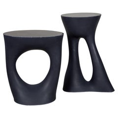 Pareja de Mesas Auxiliares Modernas de Hormigón Kreten en Negro de Souda, En Stock