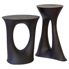 Pair of Modern Concrete Kreten Side Tables in Black from Souda, Made to Order