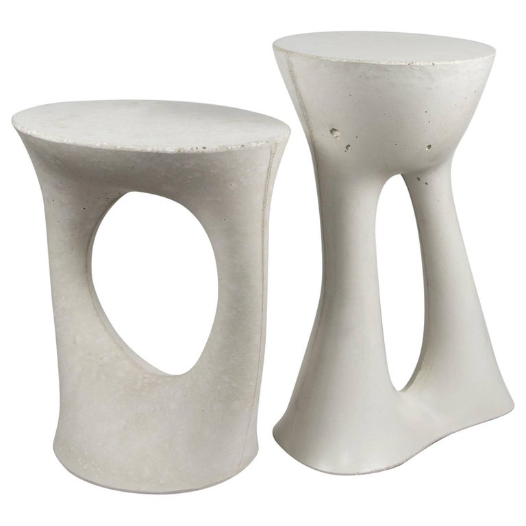 Pair of Modern Concrete Kreten Side Tables in Grey from Souda, in Stock For Sale