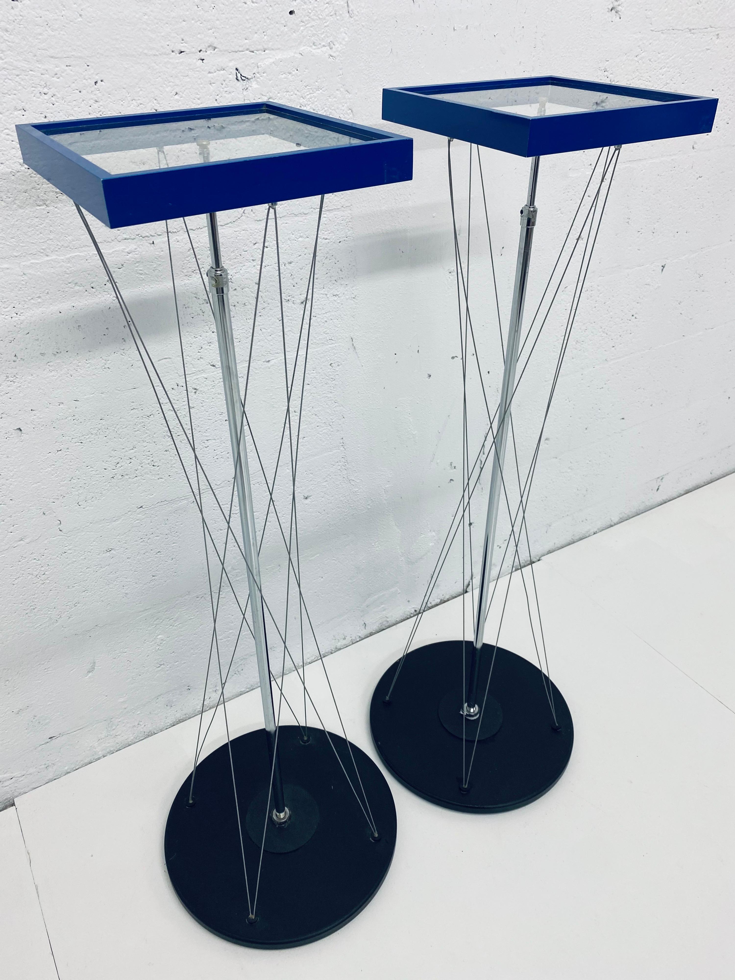 Post-Modern Pair of Modern Contemporary Tension Wire Pedestal Tables
