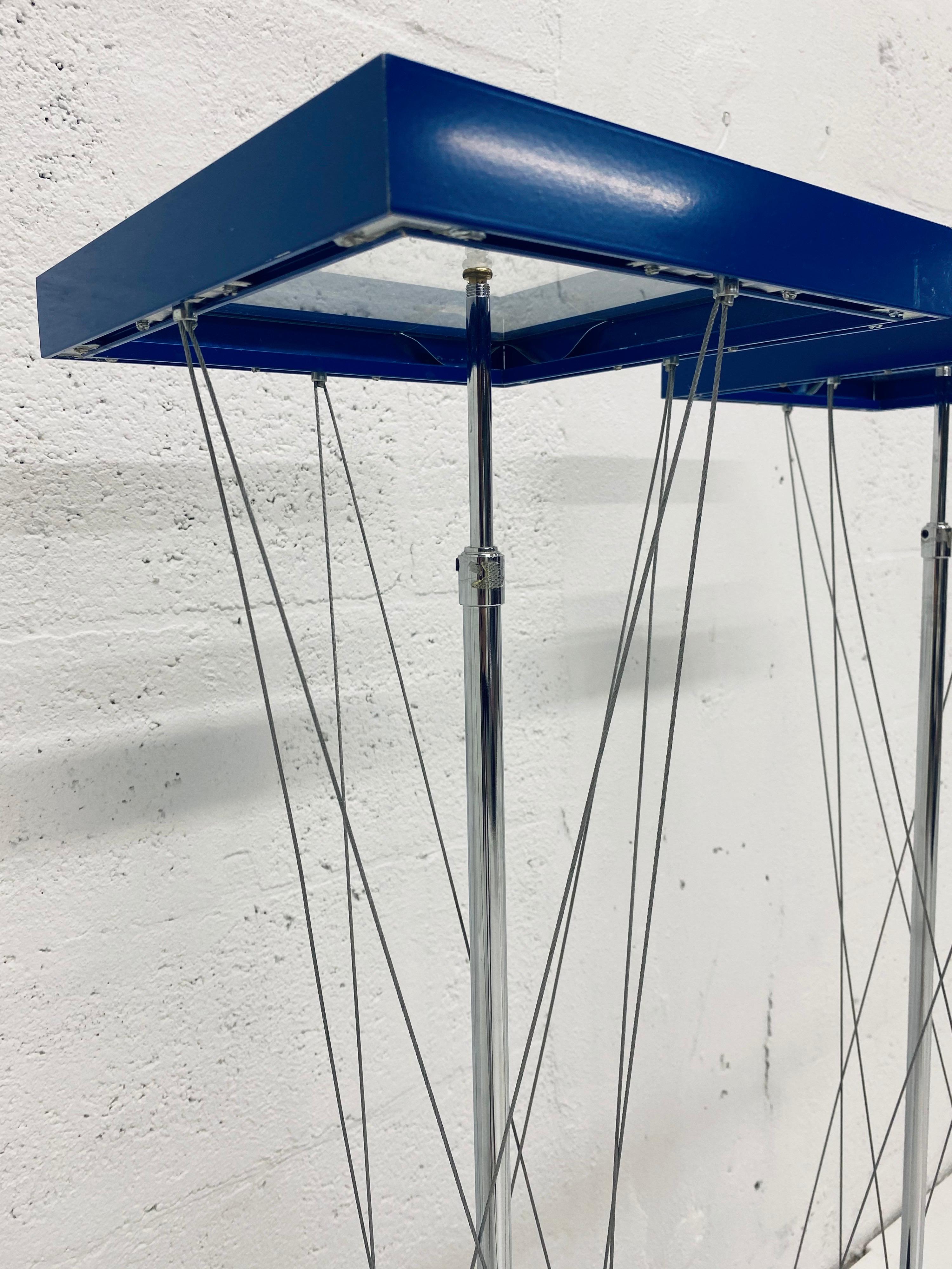 Pair of Modern Contemporary Tension Wire Pedestal Tables In Good Condition In Miami, FL