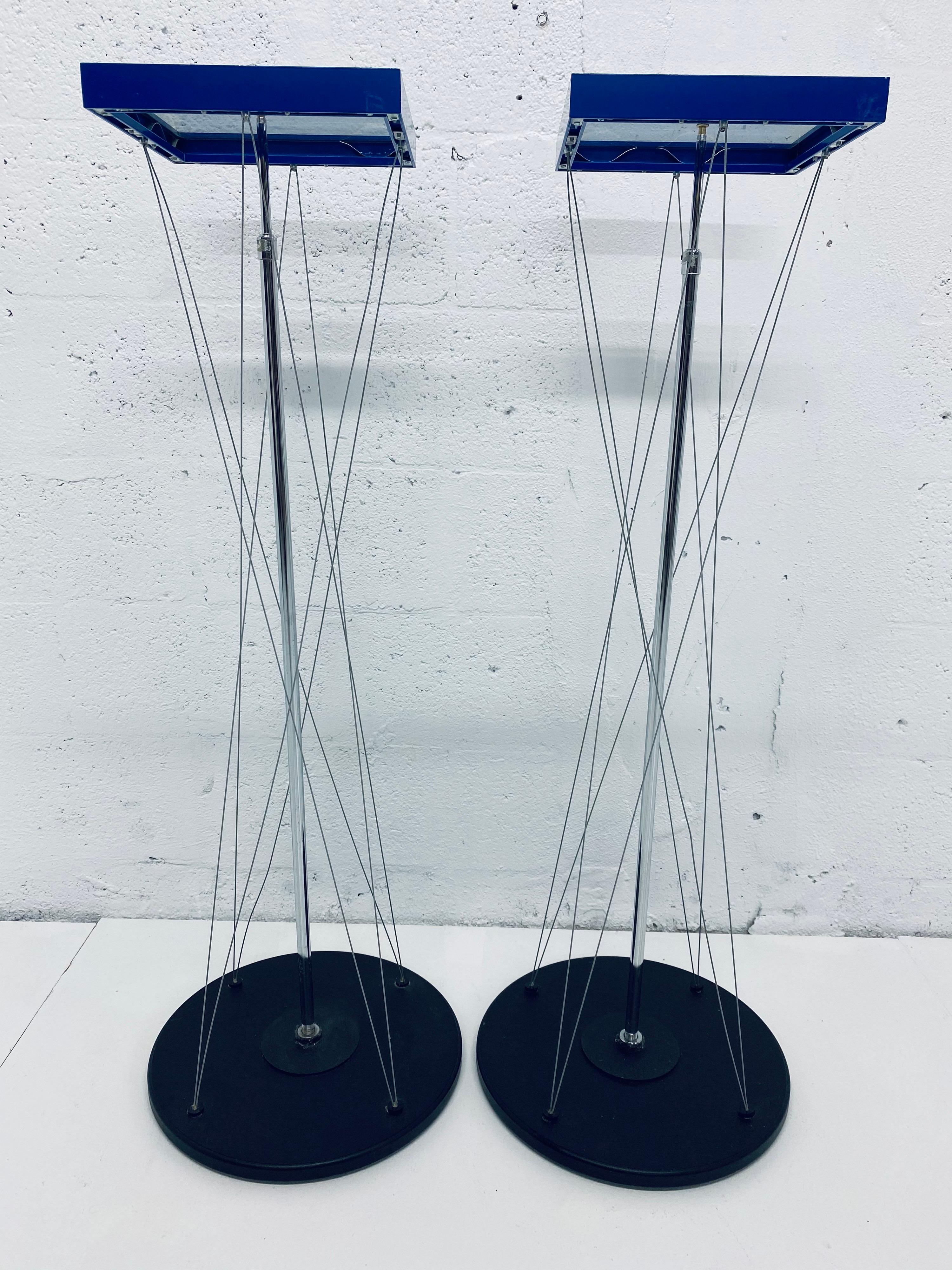 Pair of Modern Contemporary Tension Wire Pedestal Tables 2