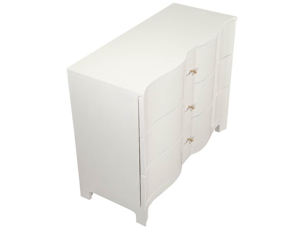 Pair of Modern Cream Chests with Curved Fronts For Sale 4