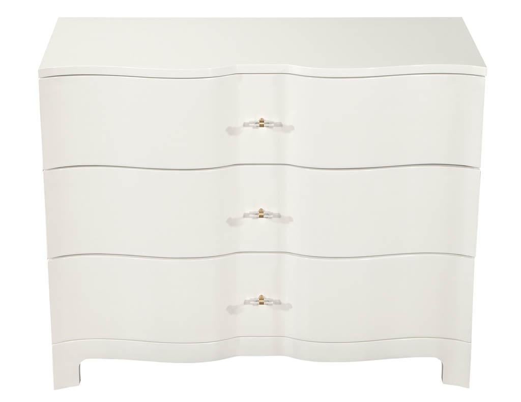 American Pair of Modern Cream Chests with Curved Fronts For Sale