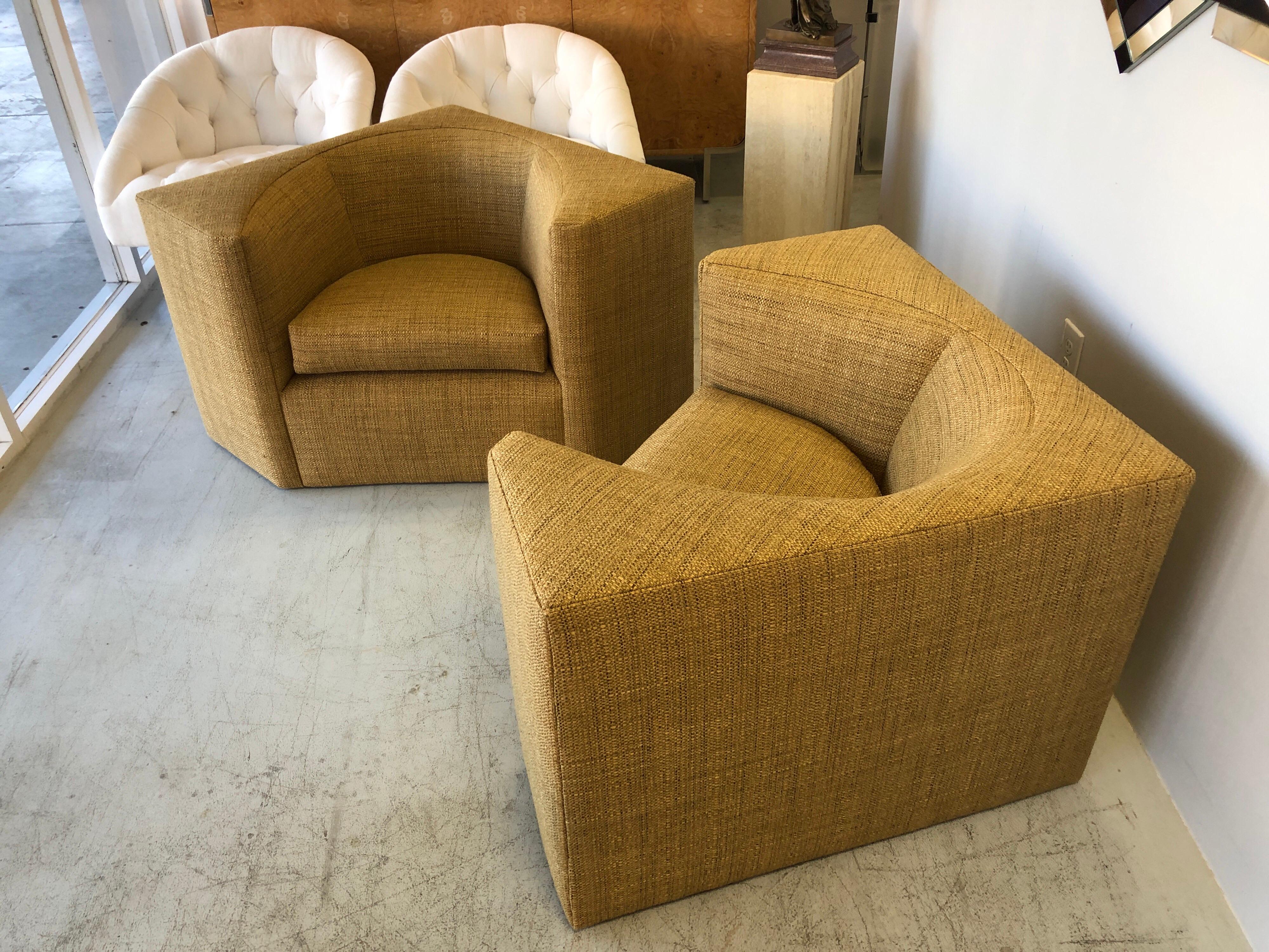 Late 20th Century Pair of Modern Cube Lounge Club Chairs, 1970s