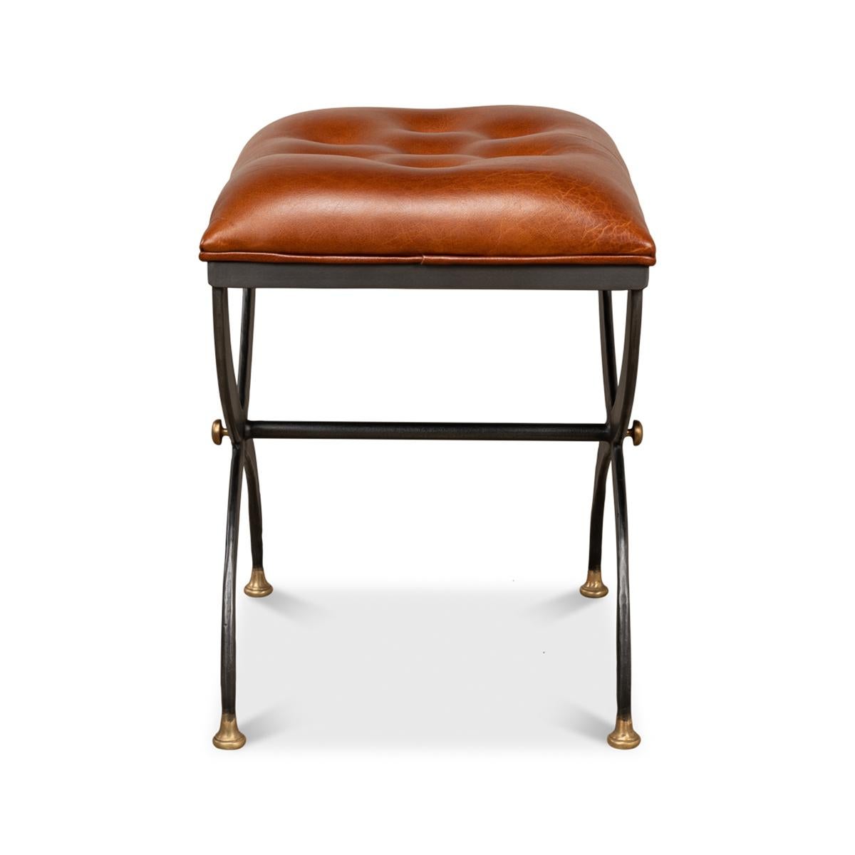 Asian Pair of Modern Curule Stools For Sale