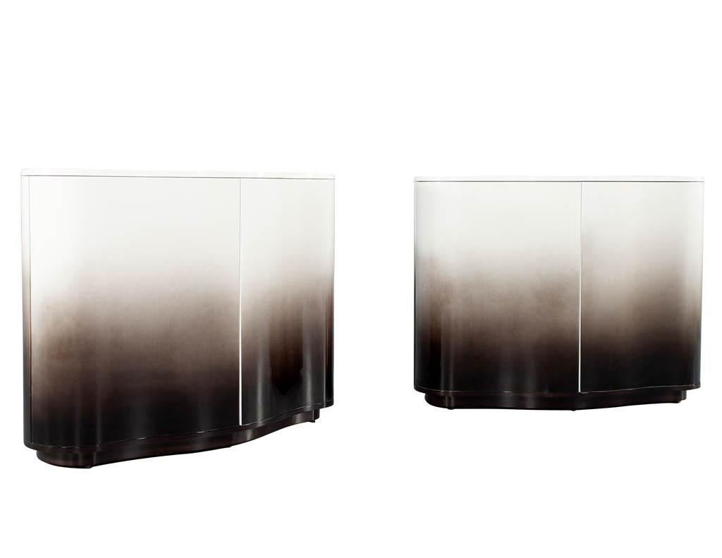 American Pair of Modern Curved Chests in Ombre Finish