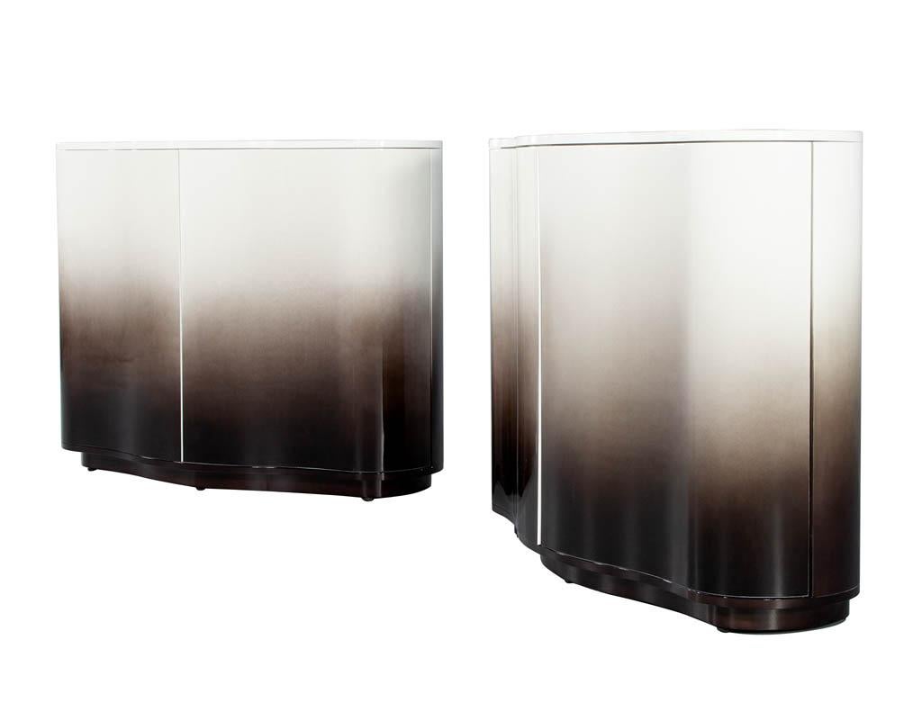 Pair of Modern Curved Chests in Ombre Finish In Excellent Condition In North York, ON