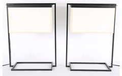 Paire de lampes de table Dital modernes personnalisées en métal et papier par Kevin Reilly