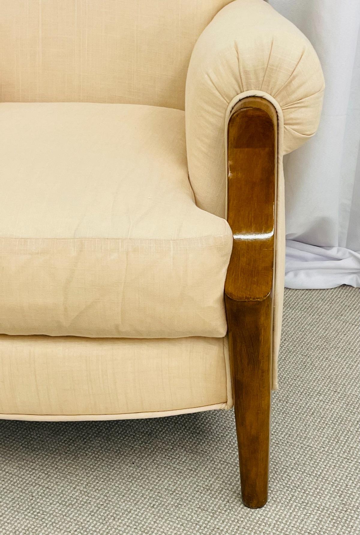 Pair of Modern Dakota Jackson Arm/Lounge Chairs, New Linen Upholstery 1