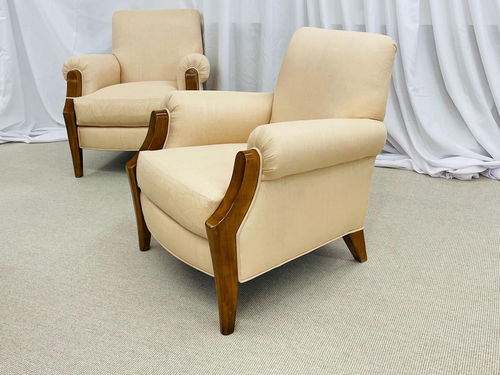 Pair of Modern Dakota Jackson Arm/Lounge Chairs, New Linen Upholstery 3