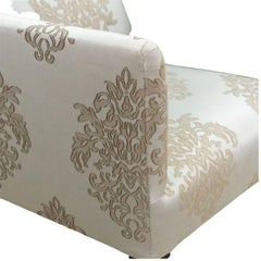 Pair of Modern Damask Dessin Fournir Arm Chairs