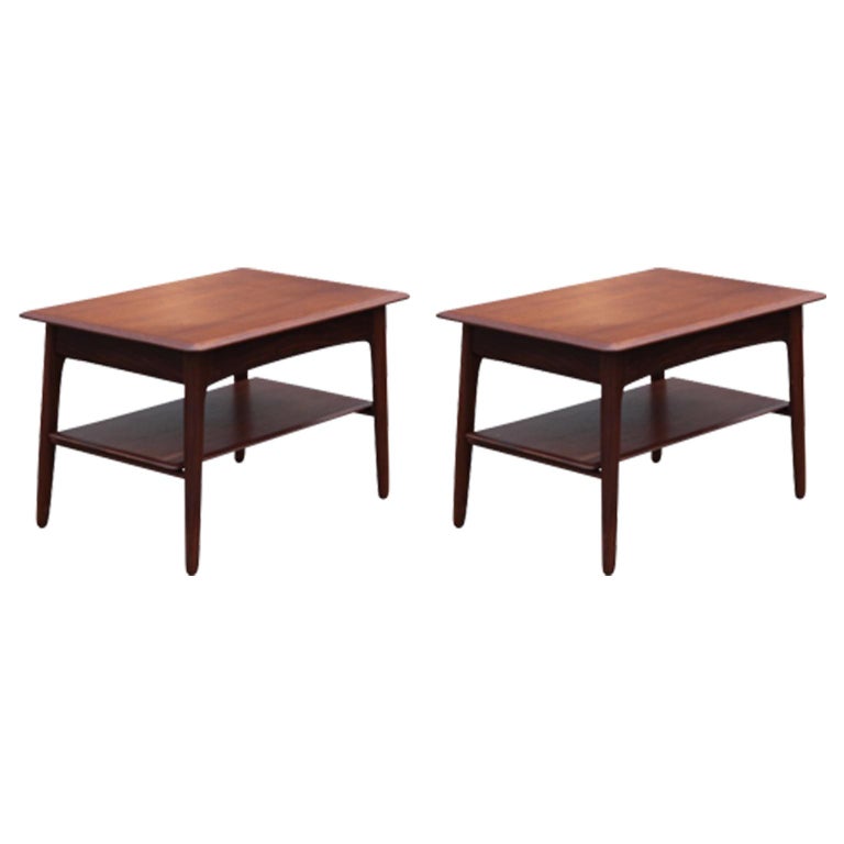 Pair Of Modern Danish Teak Side Or End Tables With Drawers
