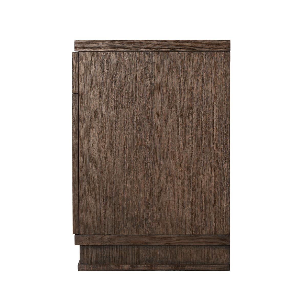 Contemporary Pair of Modern Dark Oak Nightstands