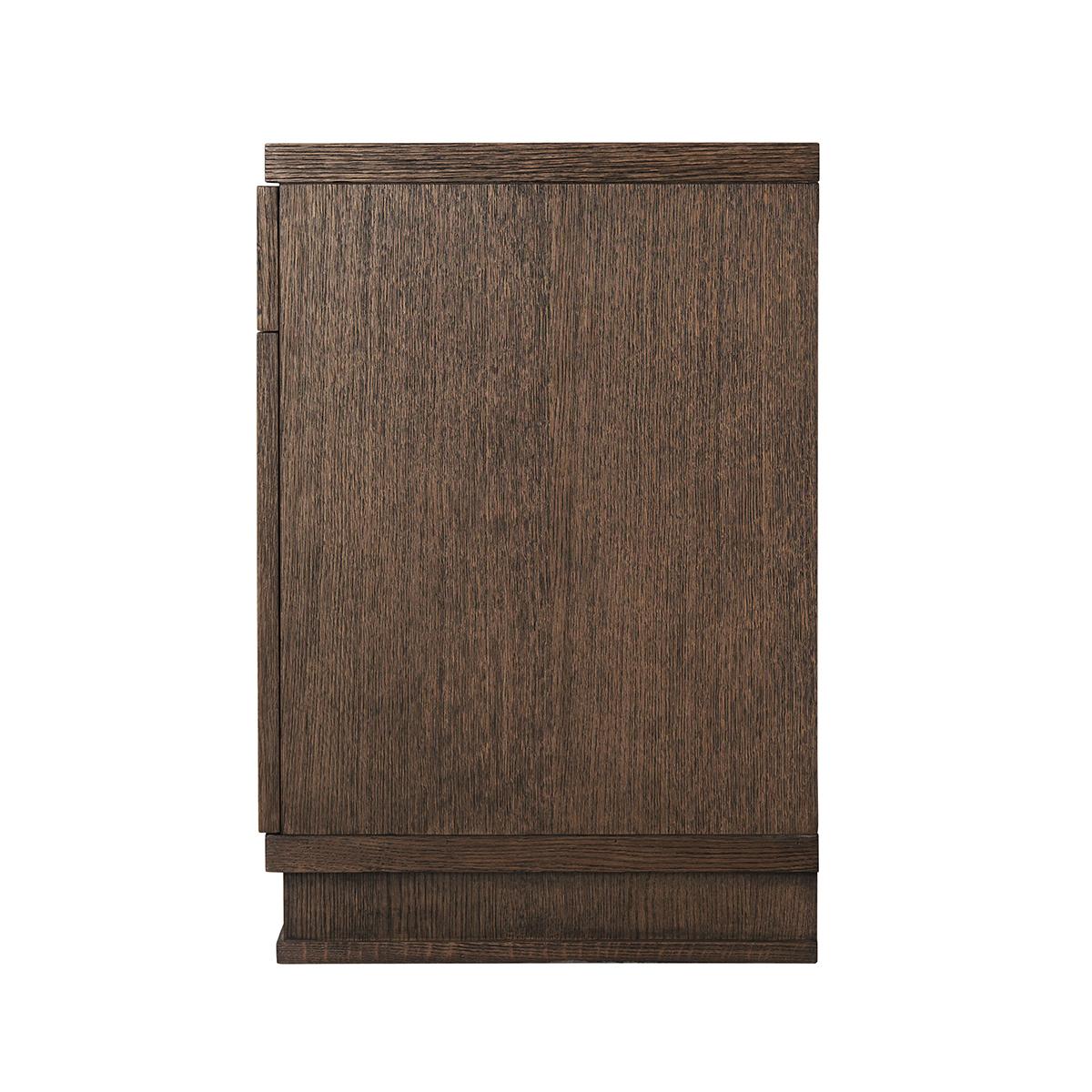 Contemporary Pair of Modern Dark Oak Nightstands For Sale