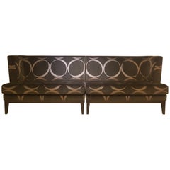 Pair of Modern Design Benches with Velor Fabric