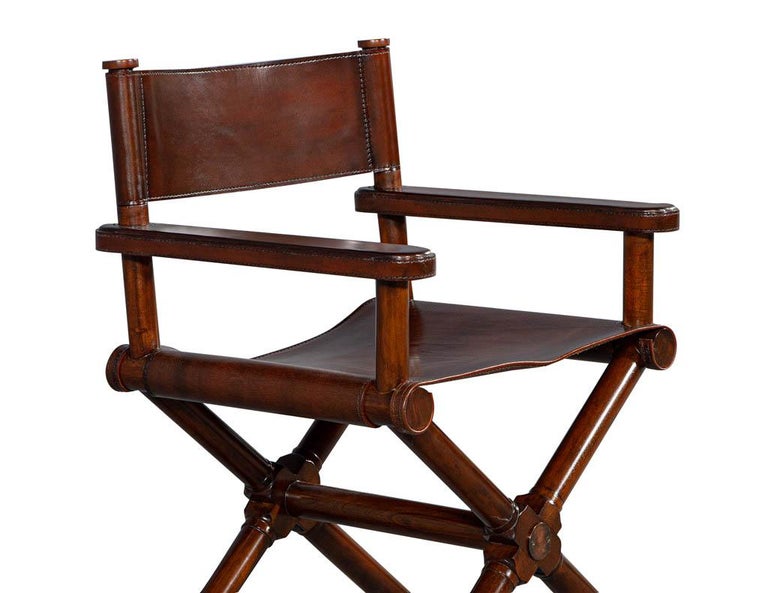 Pair of Modern Directors Chairs in Distressed Leather at 1stDibs