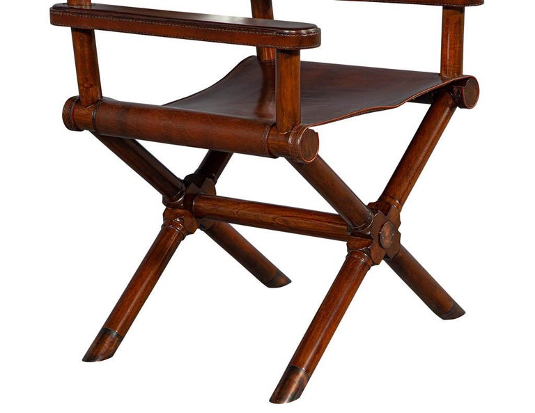 Pair of Modern Directors Chairs in Distressed Leather at 1stDibs