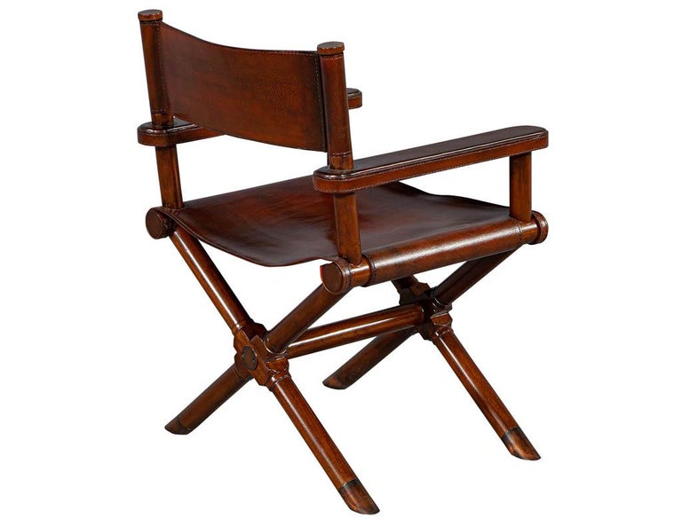 Pair of Modern Directors Chairs in Distressed Leather at 1stDibs