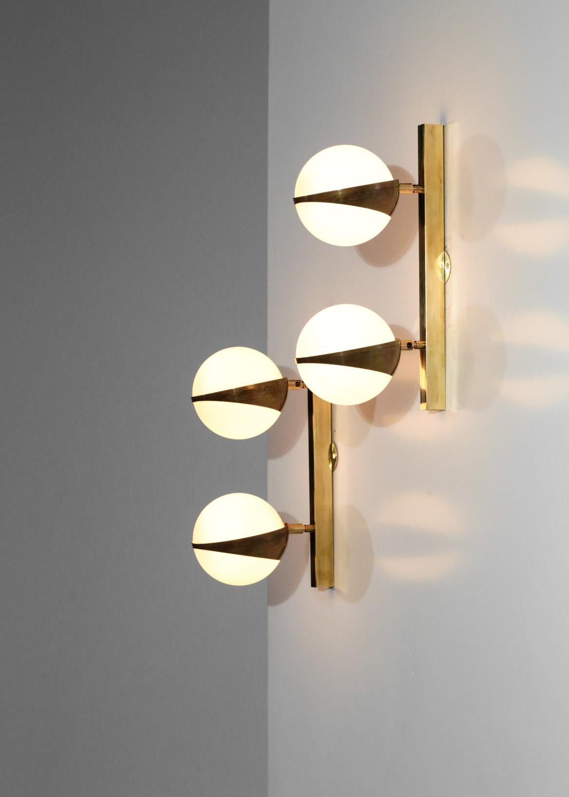 Pair of Modern Double Wall Lights Stilnovo Style 5