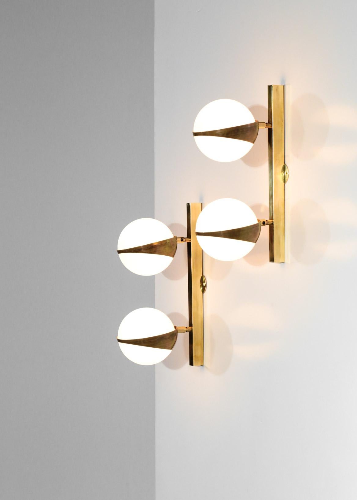 Contemporary Pair of Modern Double Wall Lights Stilnovo Style