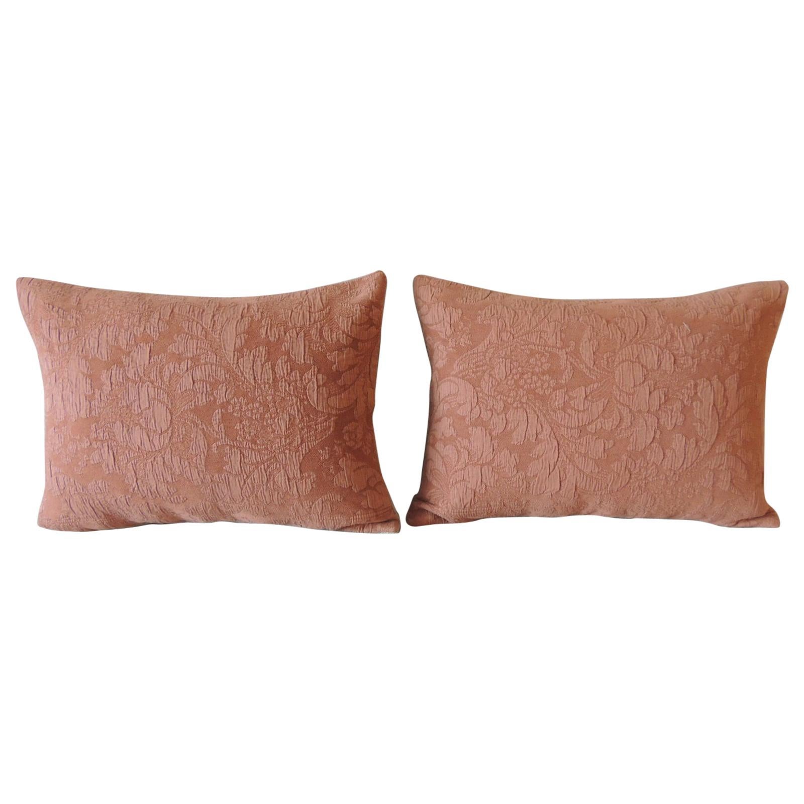 Pair of Modern Dusty Pink Tone-on-Tone Matelassé Bolster Decorative Pillows