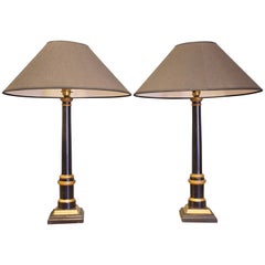 Pair of Modern Ebonised and Gilt Table Lamps