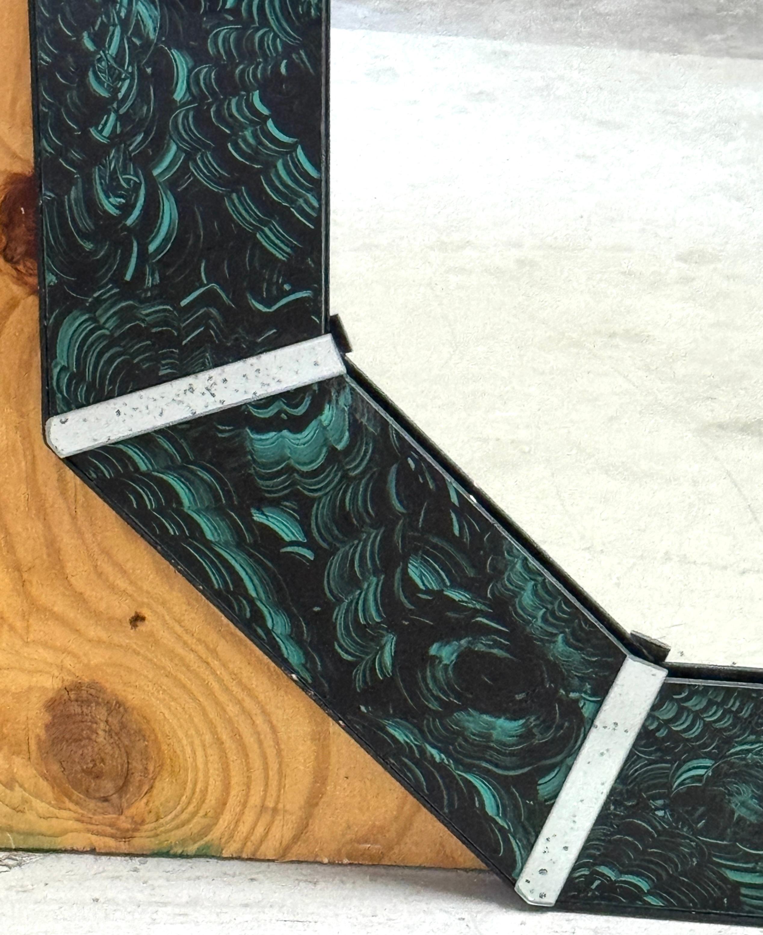 Hollywood Regency Paire de miroirs octogonaux en malachite The Moderns en vente
