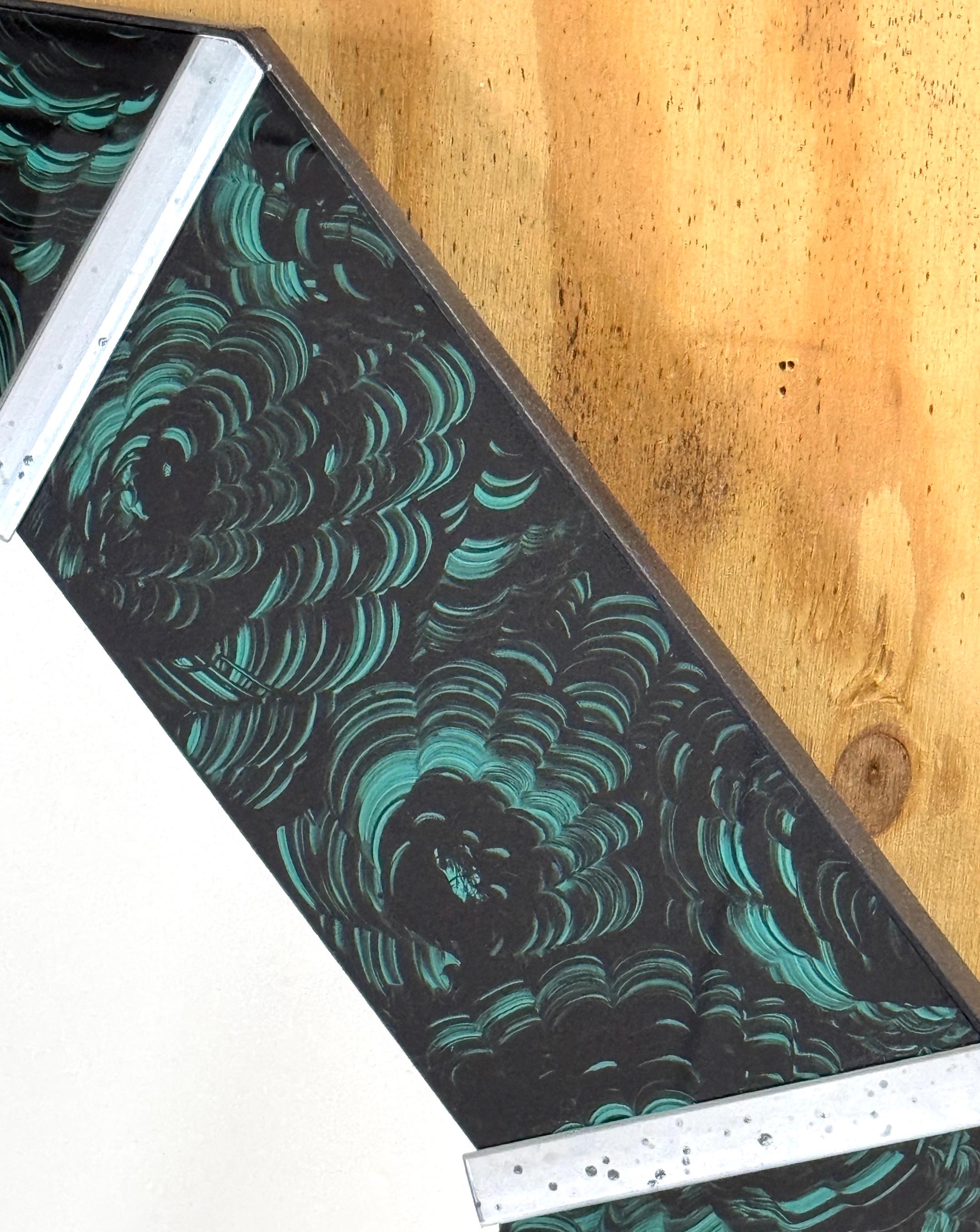 Patiné Paire de miroirs octogonaux en malachite The Moderns en vente