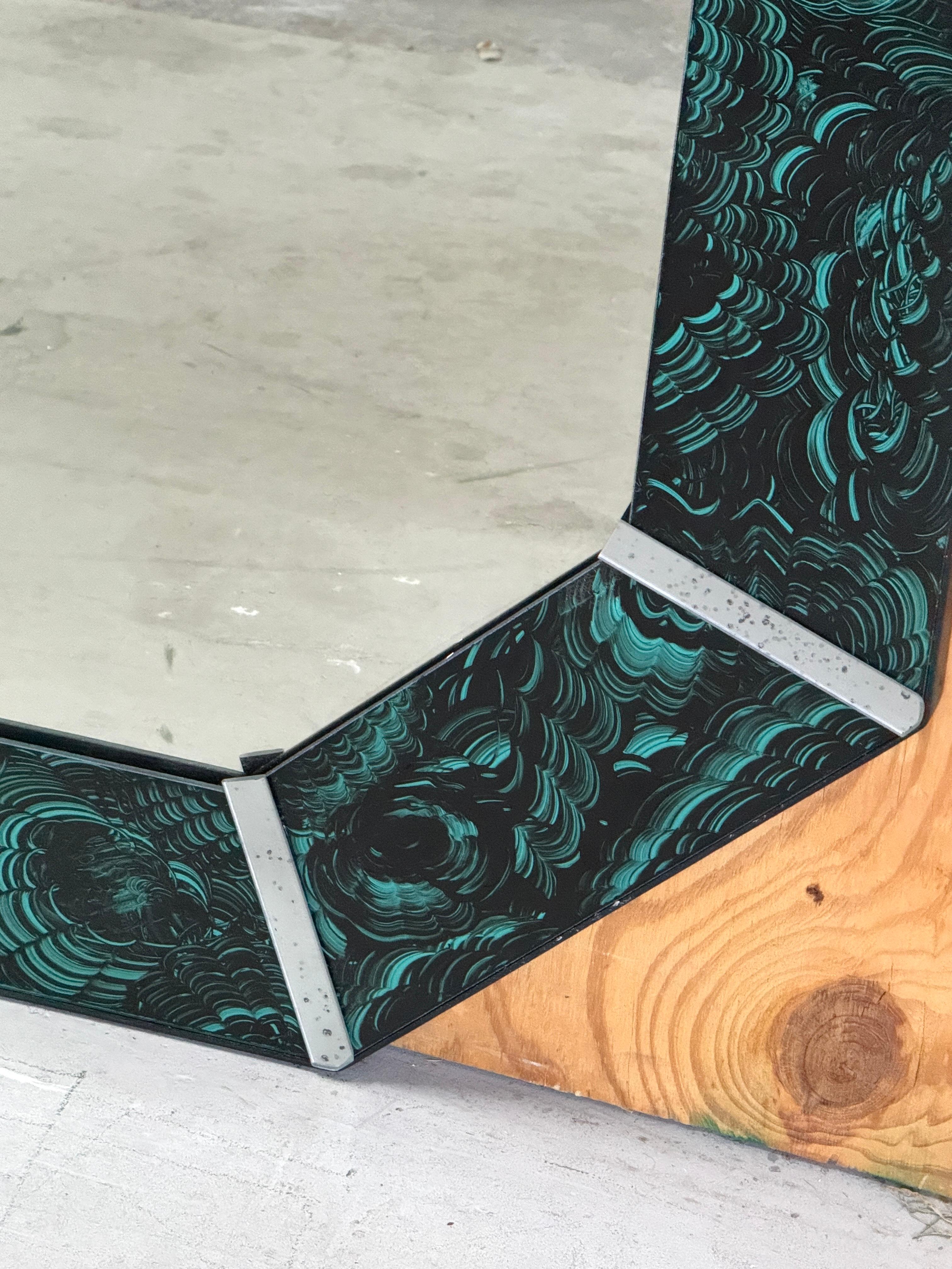 Paire de miroirs octogonaux en malachite The Moderns en vente 1