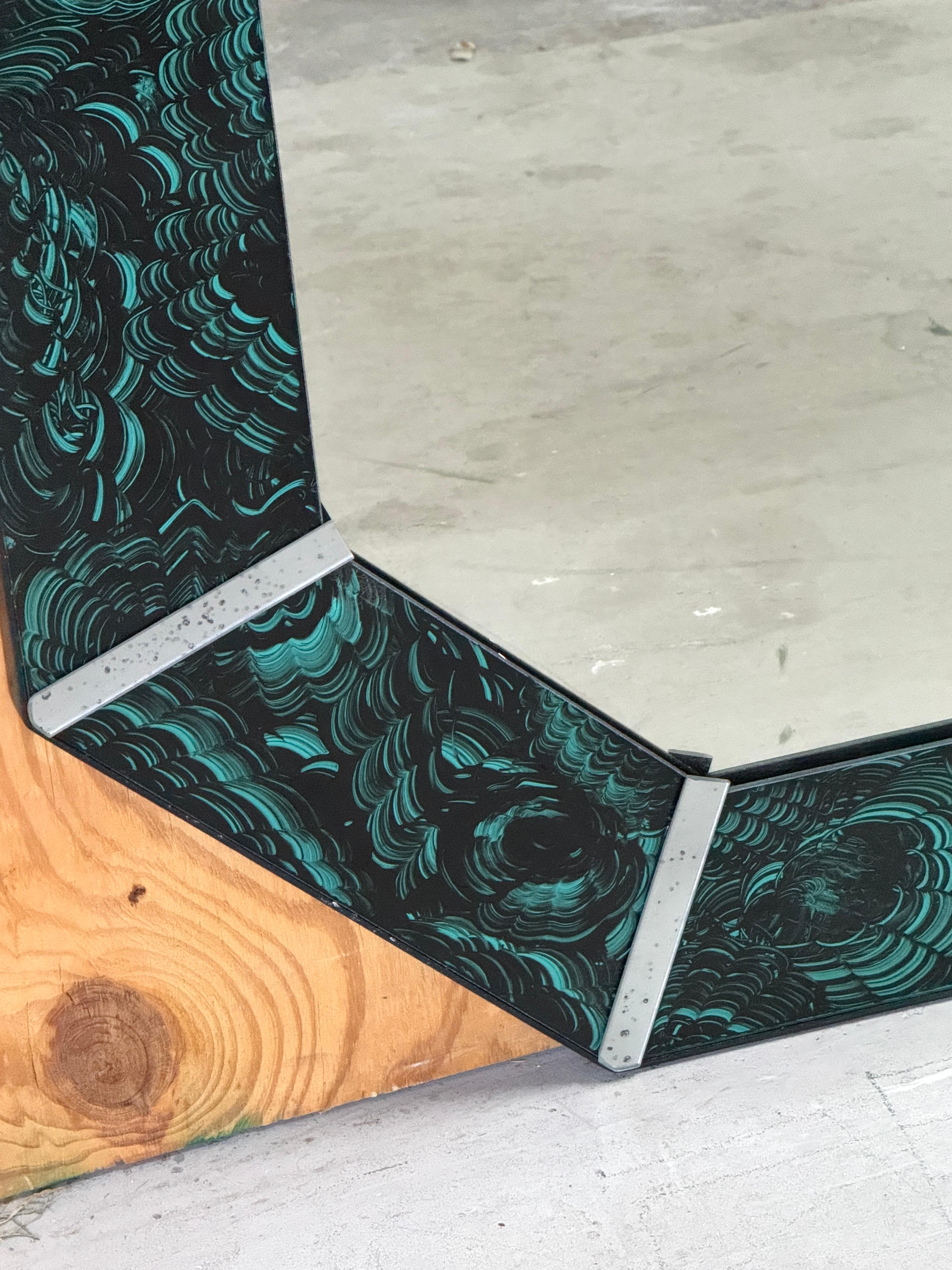 Paire de miroirs octogonaux en malachite The Moderns en vente 2