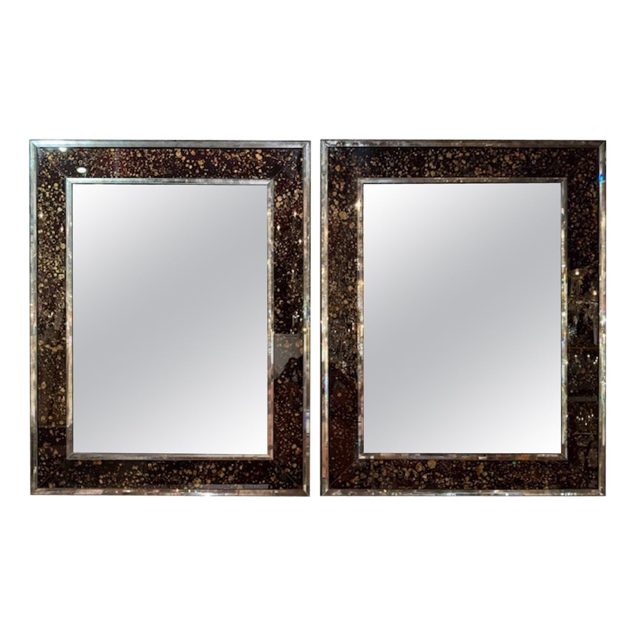 Pair of Modern Eglomise Mirrors For Sale