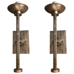 Pair of Modern Elongated Textured Sconces