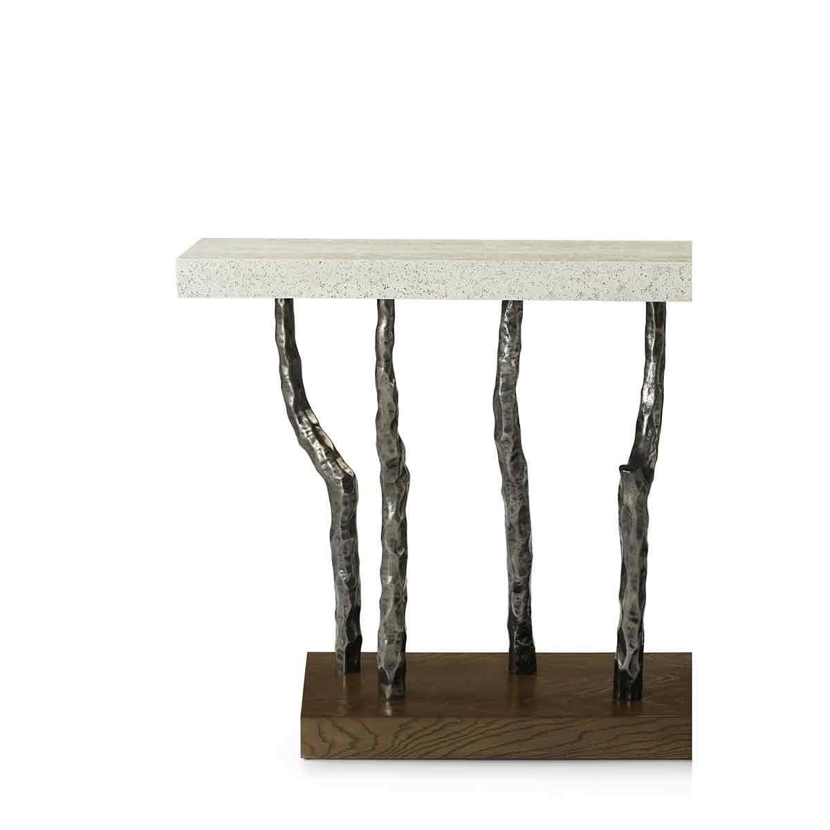 Pair of Modern Faux Bois Console Tables- Dark For Sale 1