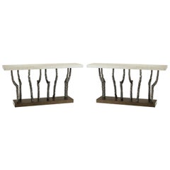 Pareja de Consolas Modernas de Faux Bois - Oscuro