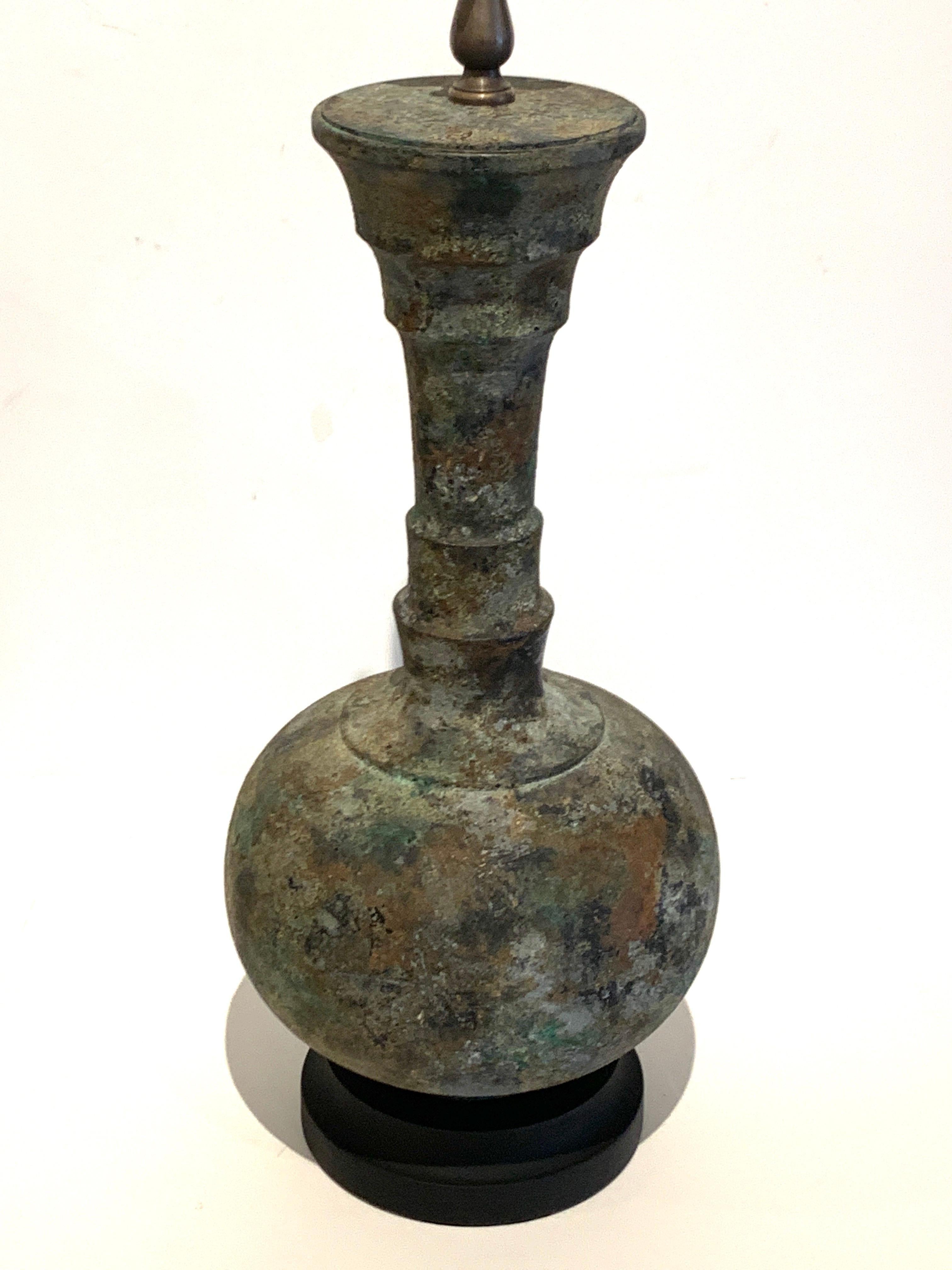 Pair of Modern French Acid Washed Bronze Lamps In Good Condition In West Palm Beach, FL