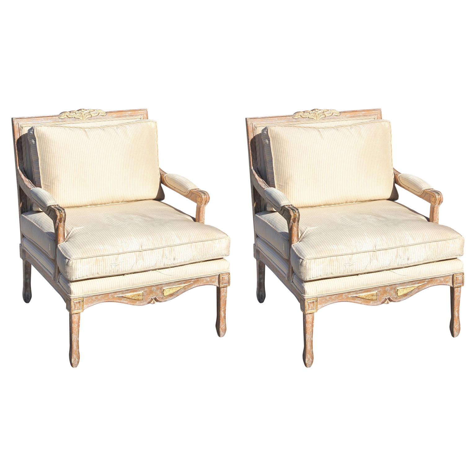Pair of Modern French Style Kreiss Collection Lounge Chairs