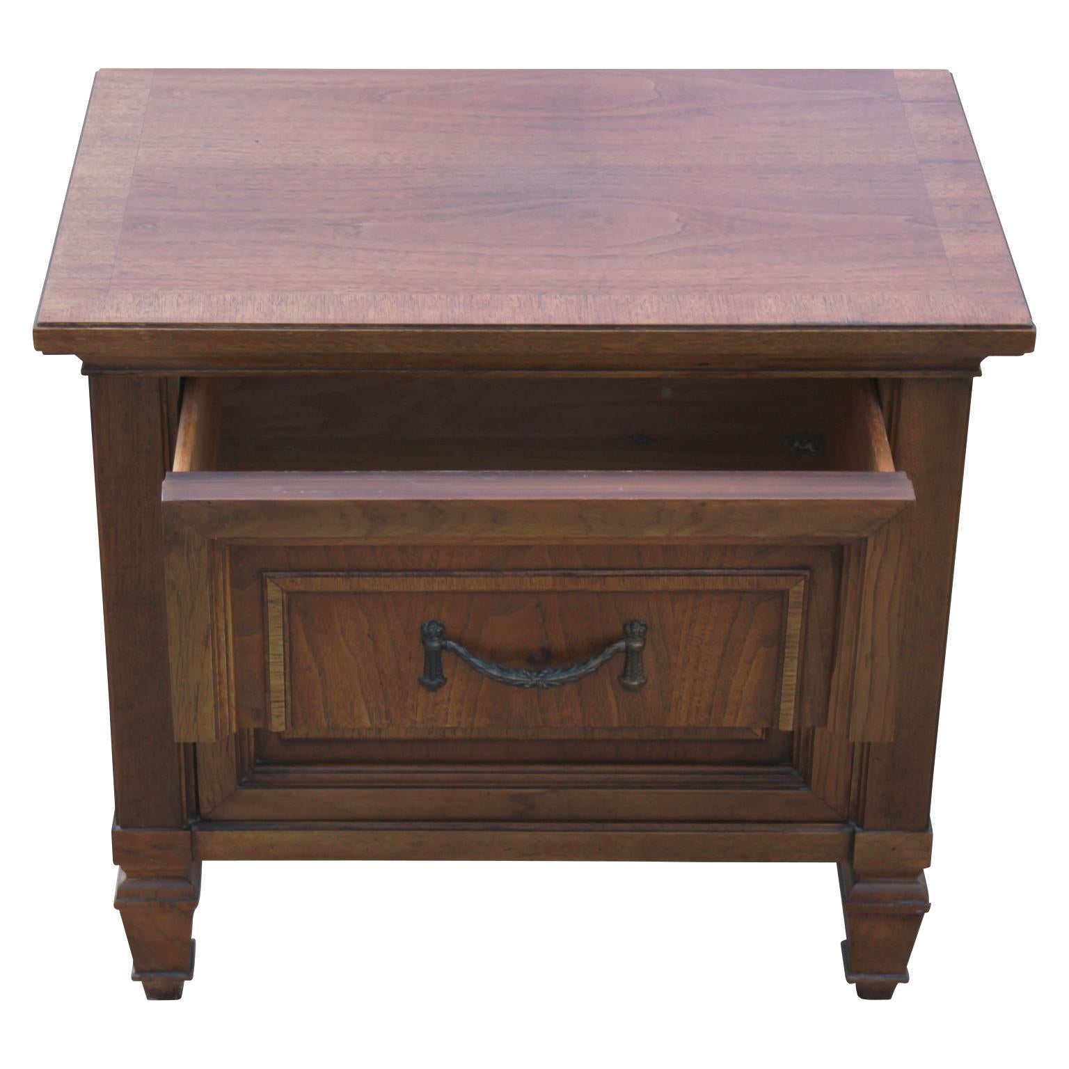 Pair of Modern French Two-Door Walnut Nightstands by Thomasville 2