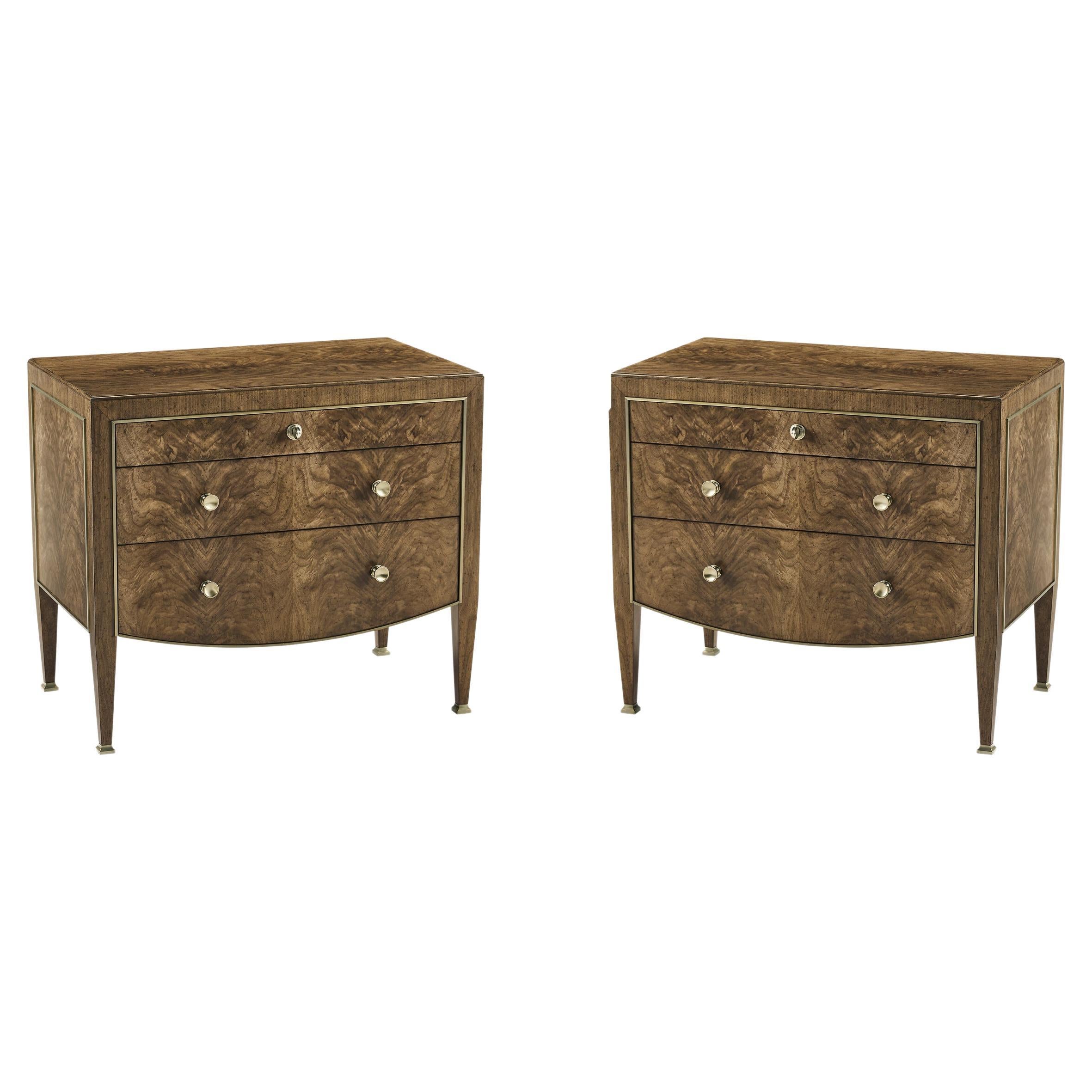 Pair of Modern French Walnut Nightstands For Sale
