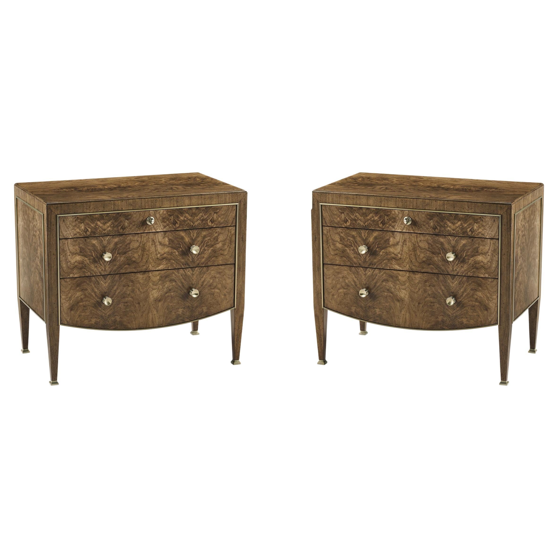 Pair of Modern French Walnut Nightstands