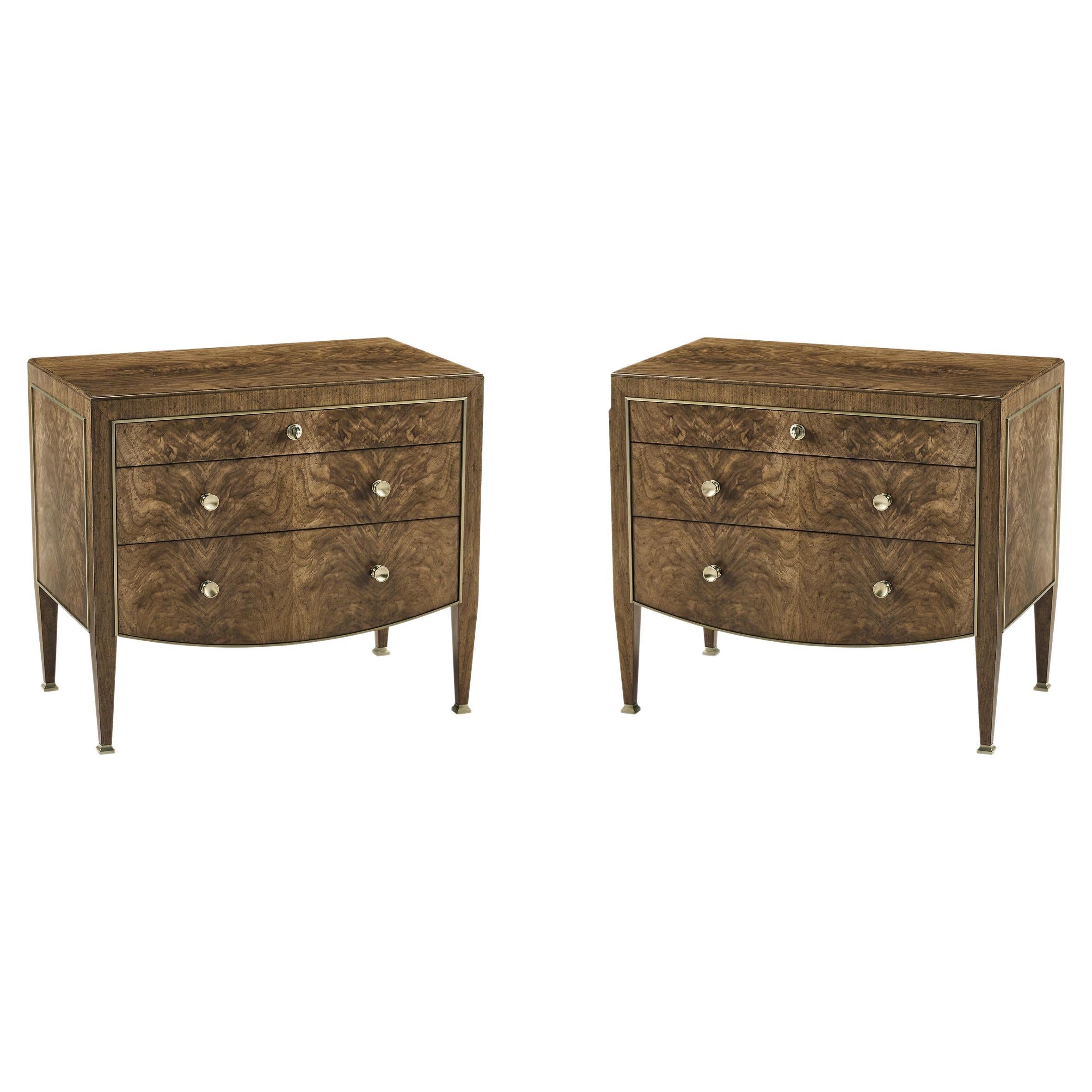 Pair of Modern French Walnut Nightstands