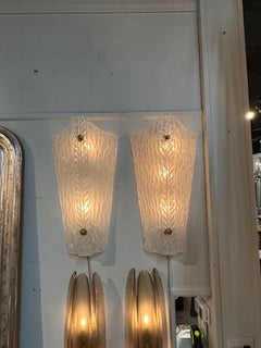 Pair of Modern Frosted Murano Glass Sconces