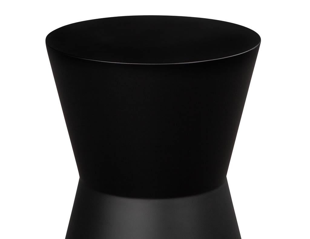 American Pair of Modern Geometric Shaped Solid Wood Accent Tables in Black Lacquer