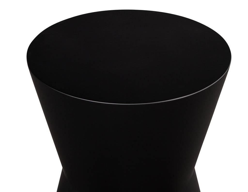 Late 20th Century Pair of Modern Geometric Shaped Solid Wood Accent Tables in Black Lacquer