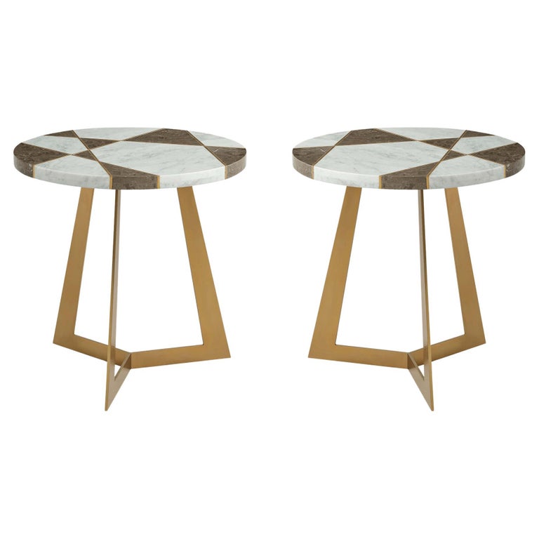 Pair of Modern Geometric Side Tables For Sale at 1stDibs